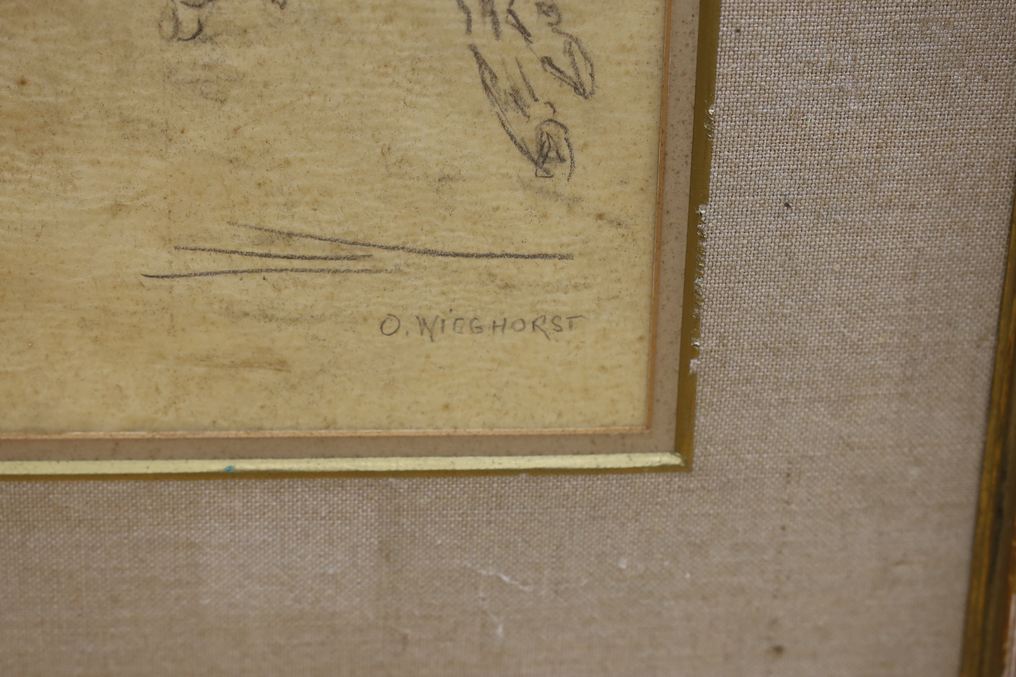 Attributed to Olaf Carl Wieghorst (1899-1988), pencil, Western rider on horseback, signed, 25 x 17cm